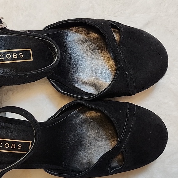 MarcJacobs Chunky Platform Heels Black Suede  Steam Punk  Size 8.5 - Picture 15 of 16